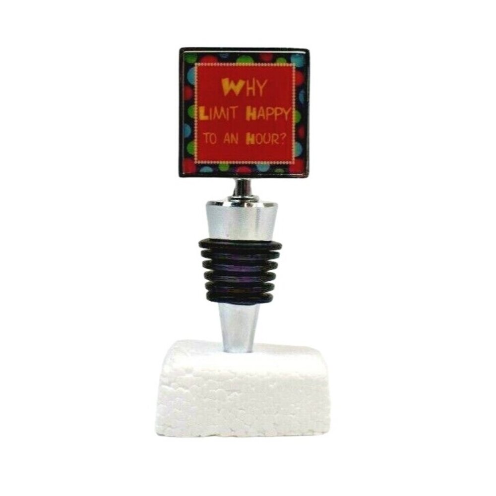 Why Limit Happy to an Hour? and Decorative Heart Set of 2 Wine Bottle Stoppers
